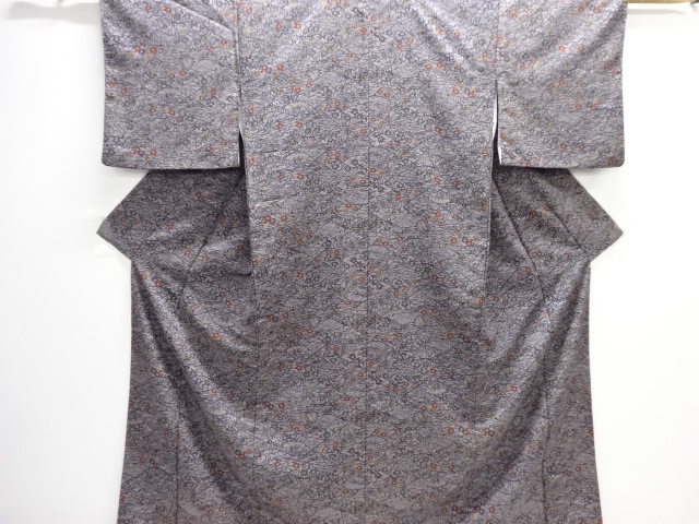 松梅に秋草模様小紋着物